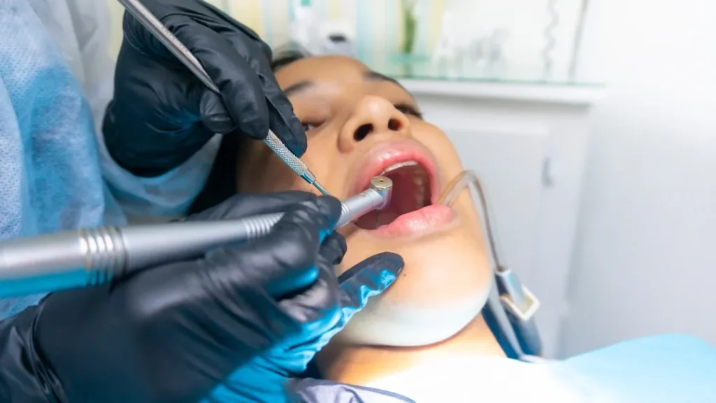 A child at a dental check-up
