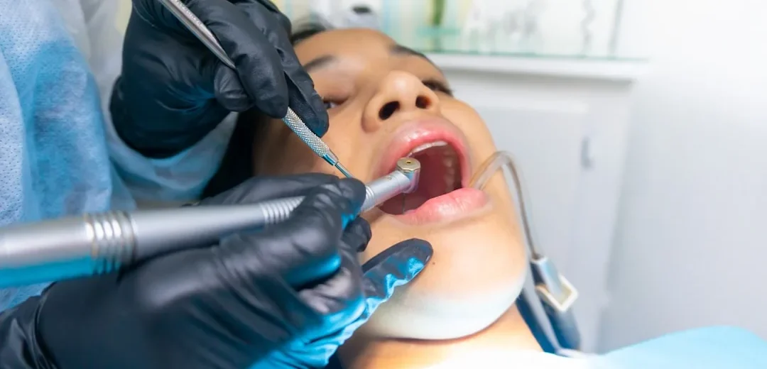 A child at a dental check-up