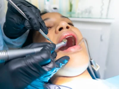 A child at a dental check-up